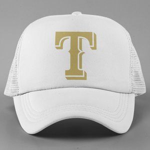 NEW Texas Rangers T Gold Rush Foam Trucker Snapback Hat WHITE